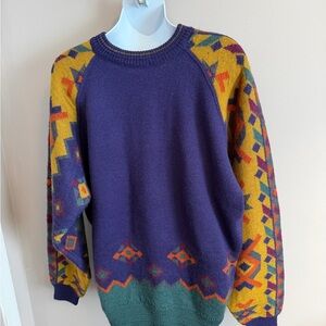 Vintage Britches 100% Wool Geometric Tunic Purple XL
90s Apres ski Aztec